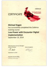 Low-Power with EDI training certificate of Michael Kogan